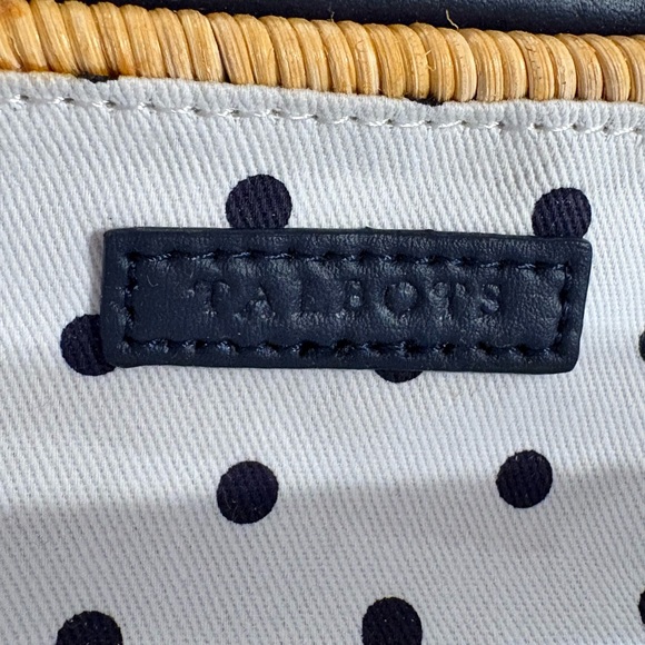 Talbots Wicker Rattan Crossbody Clutch - Gold Chain - Polka Dot lining - Navy - Picture 2 of 12